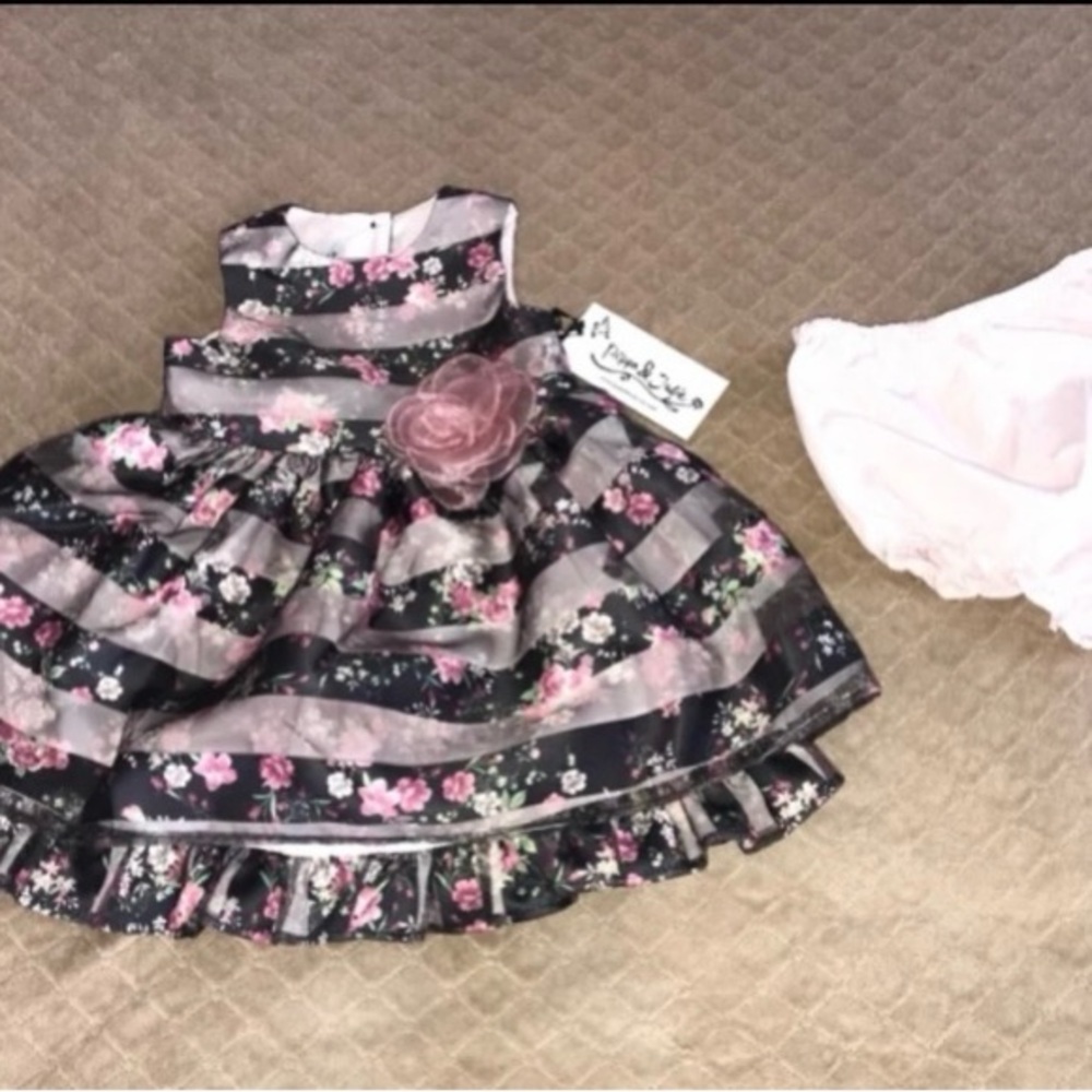 Pippa & Julie Floral Baby Dress with Bloomers